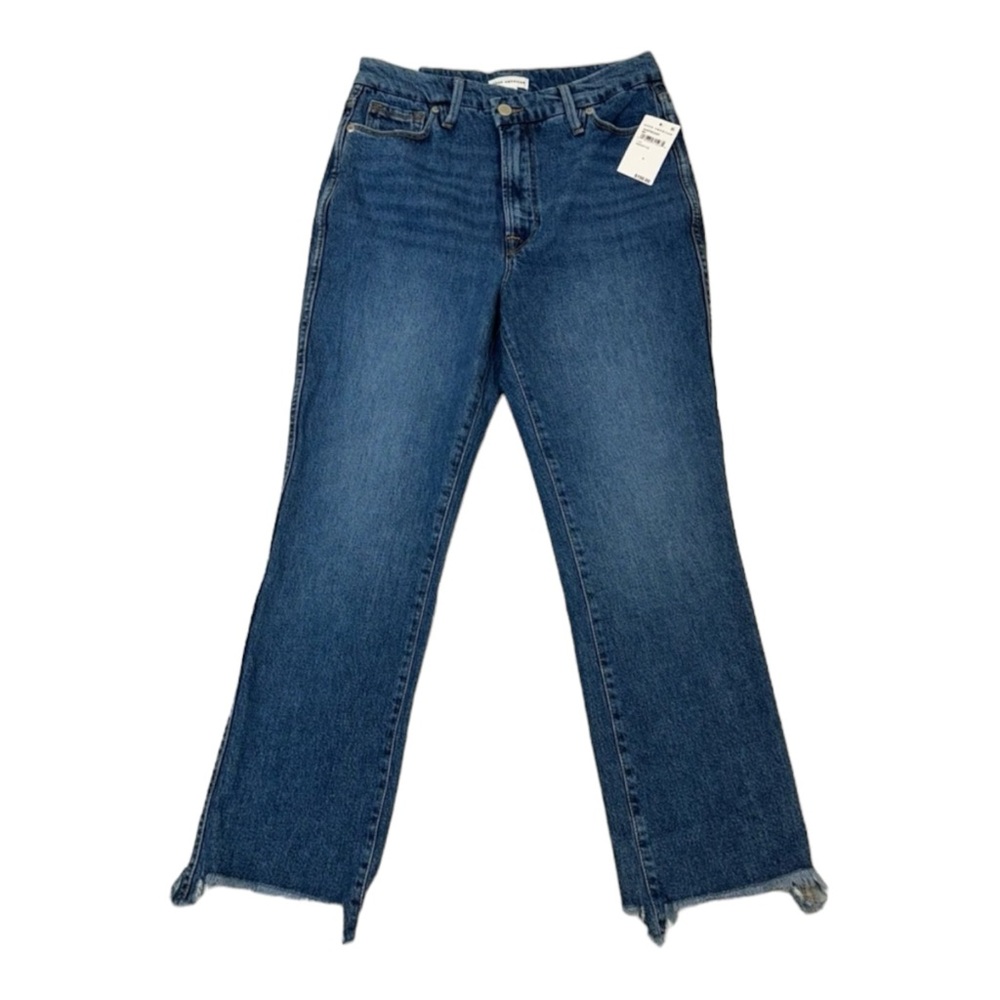 Good American Good Curve Straight Leg Size 4/27 Asymmetrical Waist With Raw Hems